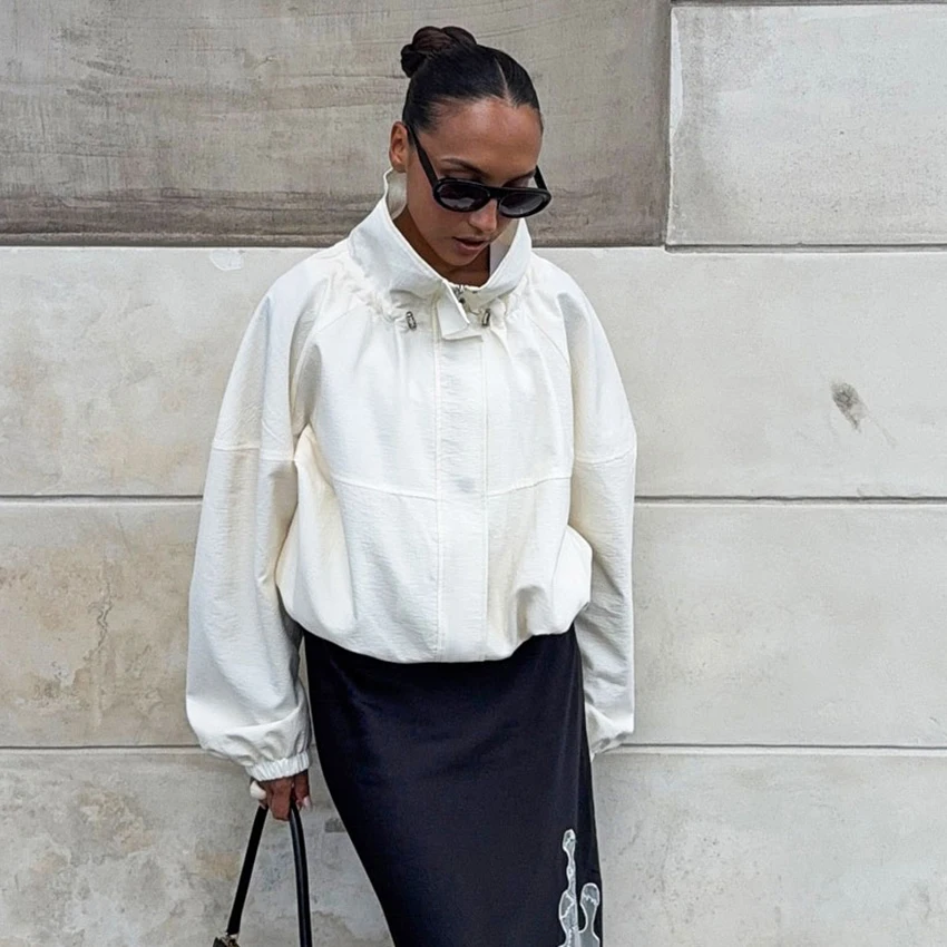 

Linad Street Chic белые водолазки женская мода свободная верхняя одежда на шнурке женское осеннее повседневное пальто с длинными рукавами 2025