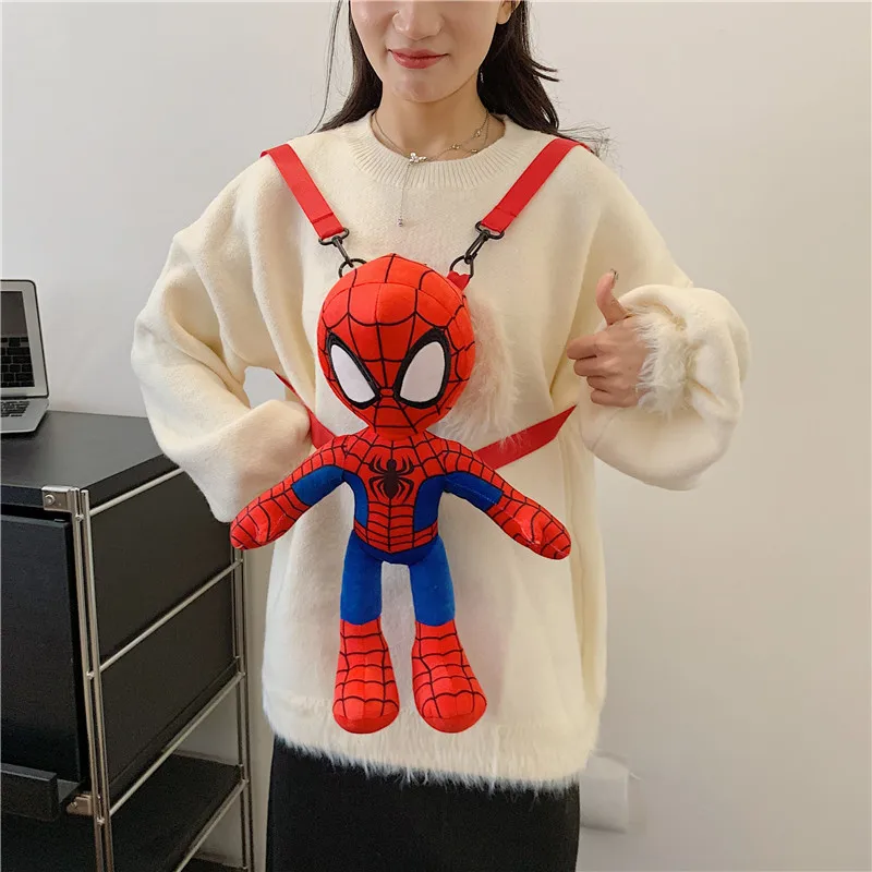 Spider Man Children Plush Backpack Kawaii Cute Anime Cartoon Kindergarten Travel Outdoor Bag Plush Doll Kid Birthday X-mas Gifts