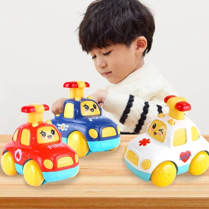 Voitures jouets pour bébés garçons de 1 2 3 ans, cadeau Press and Go, voiture de Police, jouets éducatifs, voitures à tirer, jouets pour tout-petits de 12 à 18 mois