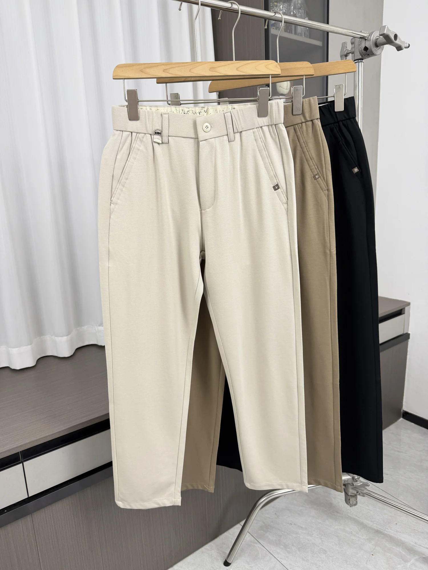 Natural Drape 3D Tailored Straight Leg Casual Pants Comfortable Breathable Spring Summer Pure Color Commute Friendly Men's Tr...