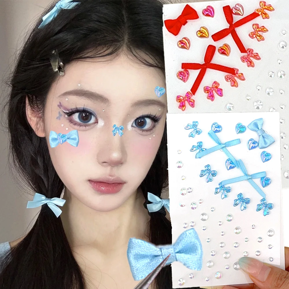 

Love Lace Bow Crystal Stickers for DIY Cute Sparkly Rhinestone Stickers Girls Gifts Face Jewels Ribbon Bow Deco Sticker