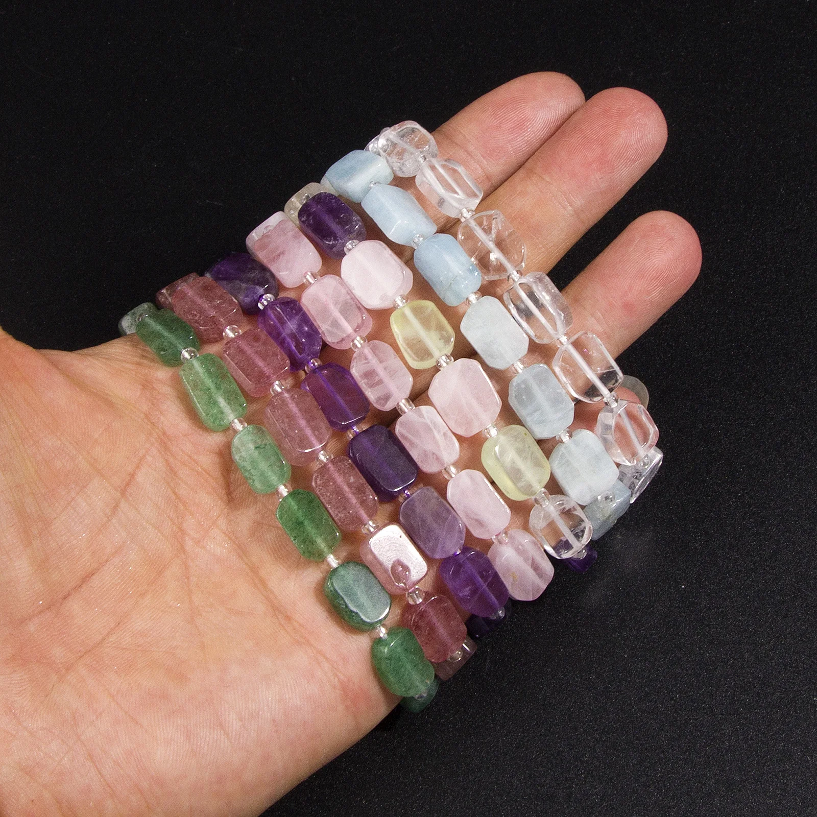 1pc creativity natrual crystal stone gemstone agate section rectangle bracelet Suitable for daily wear by men and women