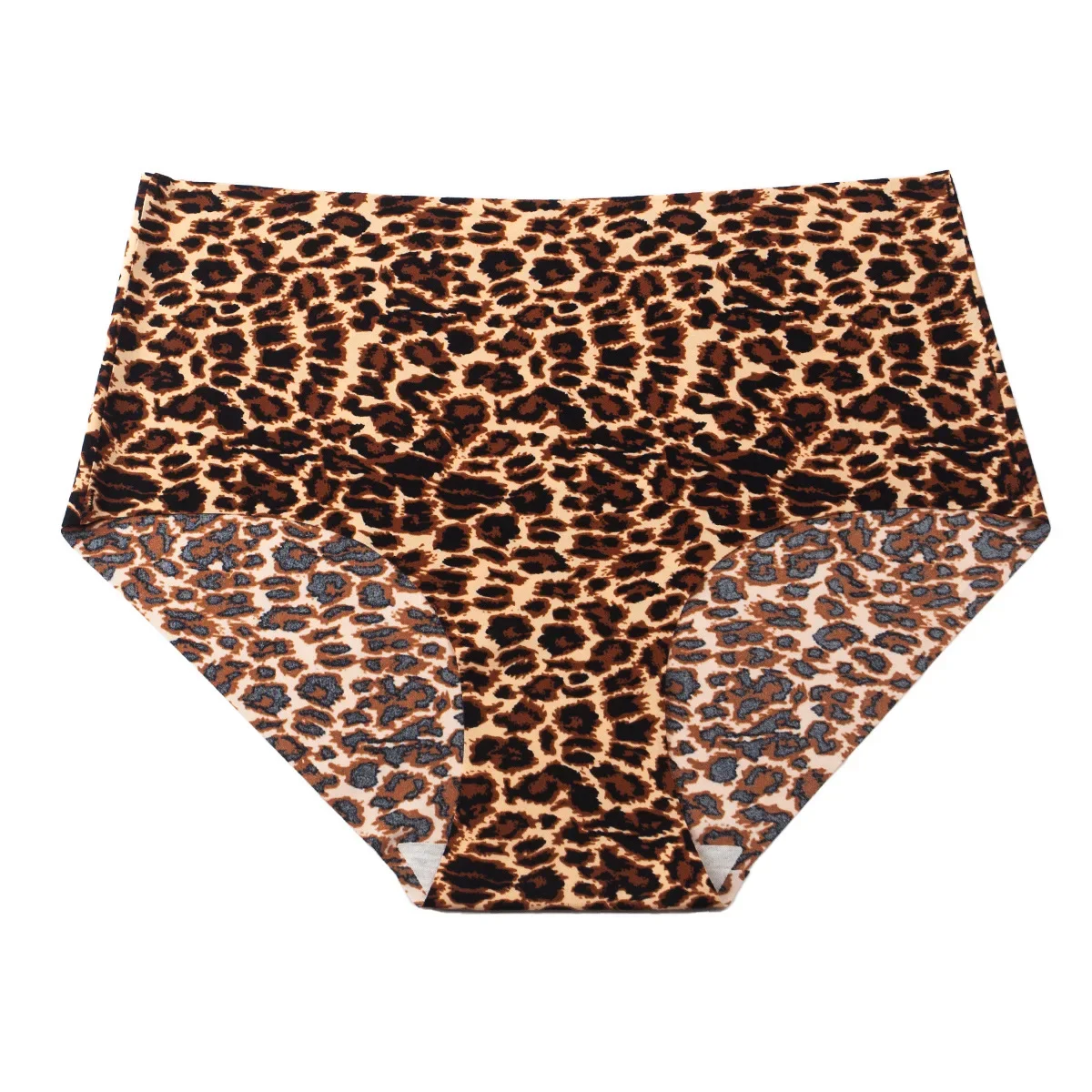3 pçs calcinha de seda gelo sem costura feminina meados de cintura plus size leopardo impressão roupa interior meninas moda breve senhora conforto calcinha