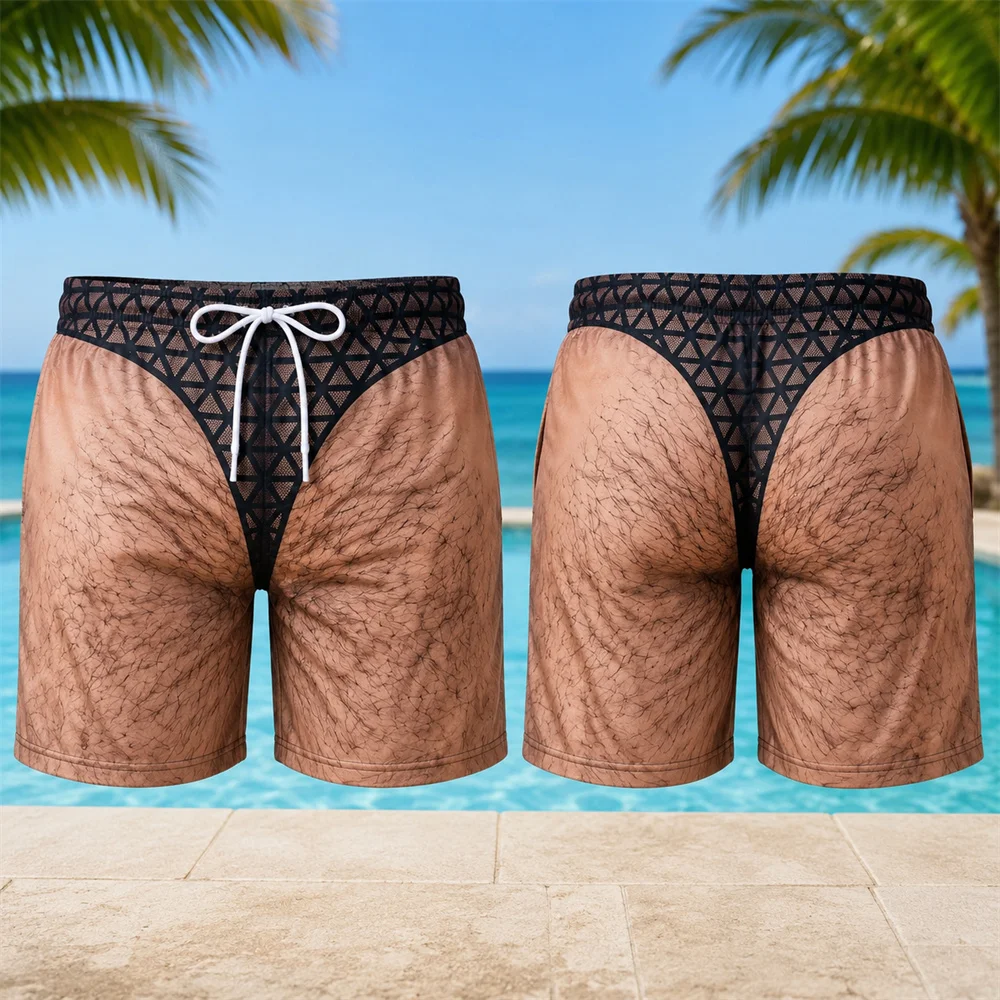 Buttocks Print Funny Ugly Swim Trunks for Men Unique Personality Fun Quirky Beach Shorts for A Friend's Boyfriend Summer New 26