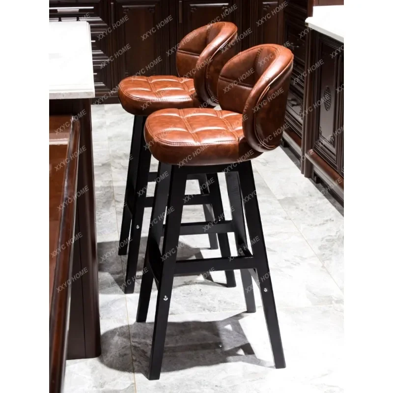 

High home stool solid wood bar chair light luxury bar table and chair modern minimalist high stool