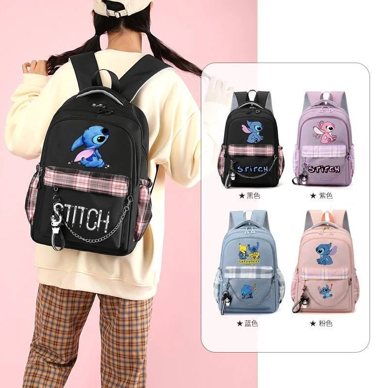 

Cute Stitch Students Schoolbag Girls Cartoon Elementary School Students Fashion Trendy Backpack Casual Bag