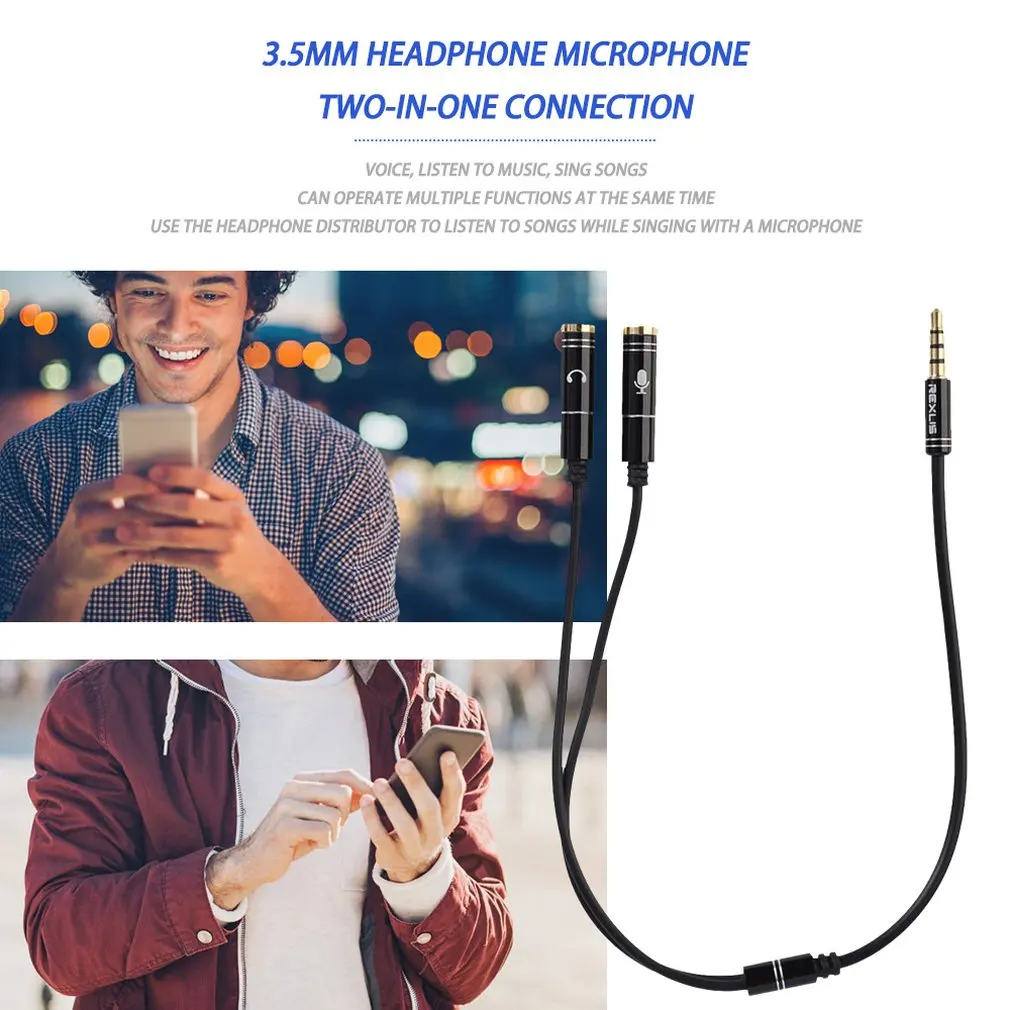 Hot 3.5mm Jack Headphone With Microphone Audio Splitter Aux Extension Adapter Cable Cord For Computer PC Dropshipping Wholesale