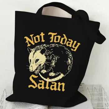 Gritando possum sacos de compras não hoje satan shopper saco dobrável possum sacolas harajuku animais engraçados bolsas femininas