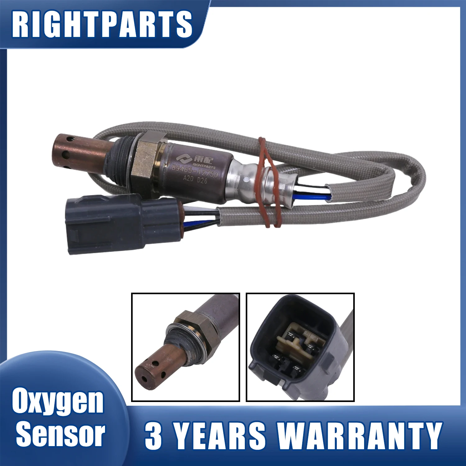 RIGHTPARTS 89465-12750 Oxygen O2 Sensor 8946512750  89465-05080 for Toyota Corolla ZZE122 1ZZFE ZZE121 3ZZFE 02-06 1.6L