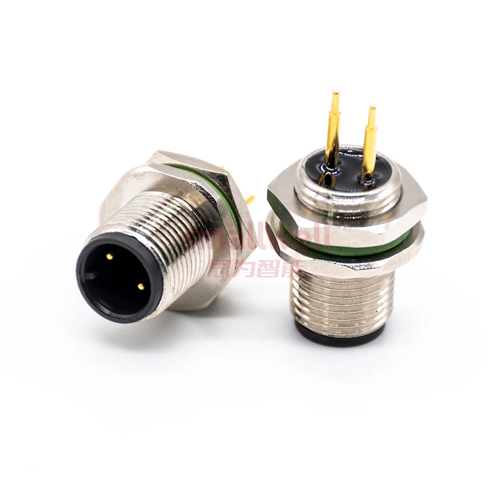 M12 2-core A-pin panel installation socket board front installation unshielded plug board opening size M12
