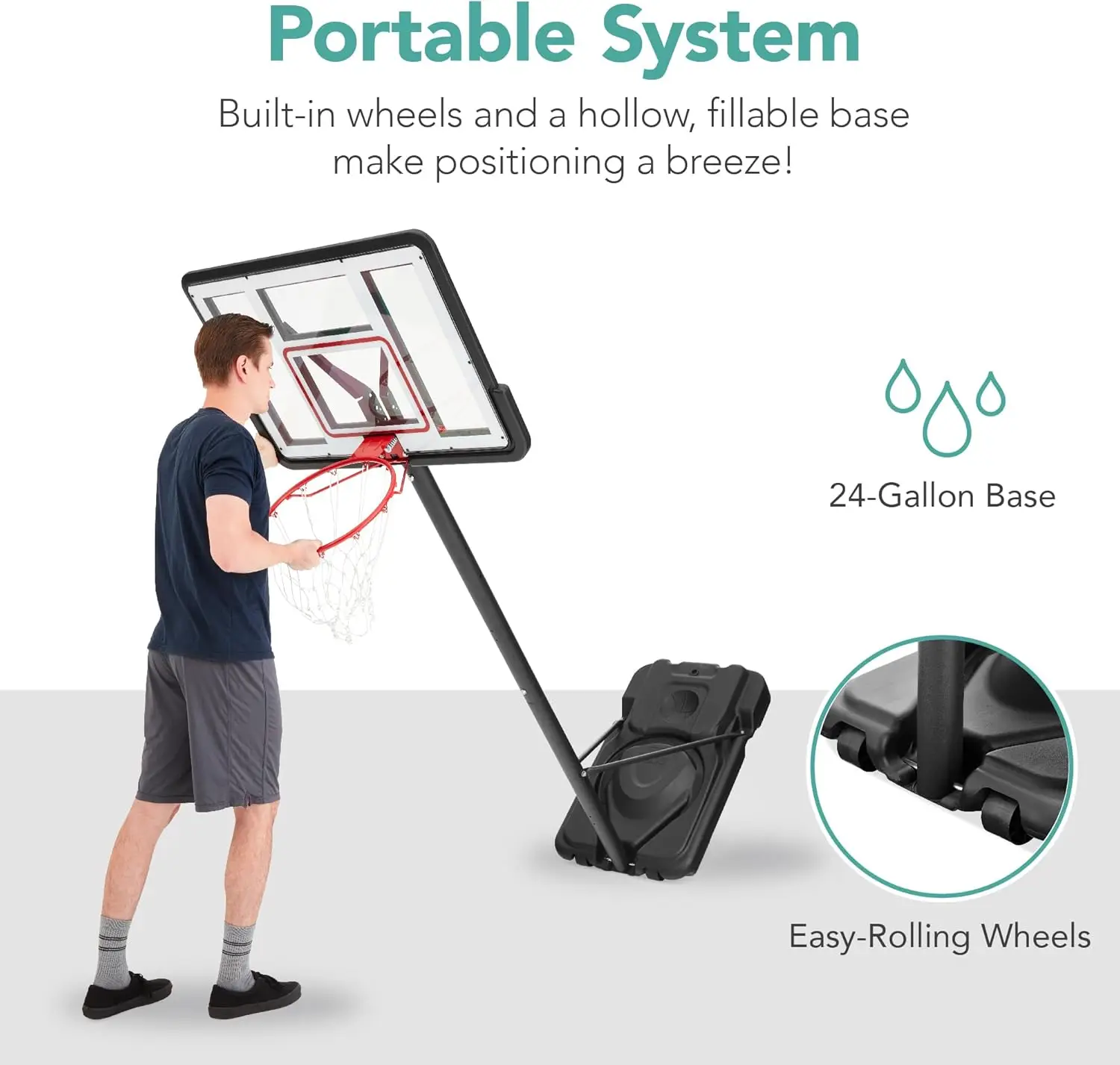 Beste Keuze Producten 10ft Regulering-Size Basketbalring, 7.5-10ft In Hoogte Verstelbaar Draagbaar Doelsysteem Met Schokabsorberende Rand