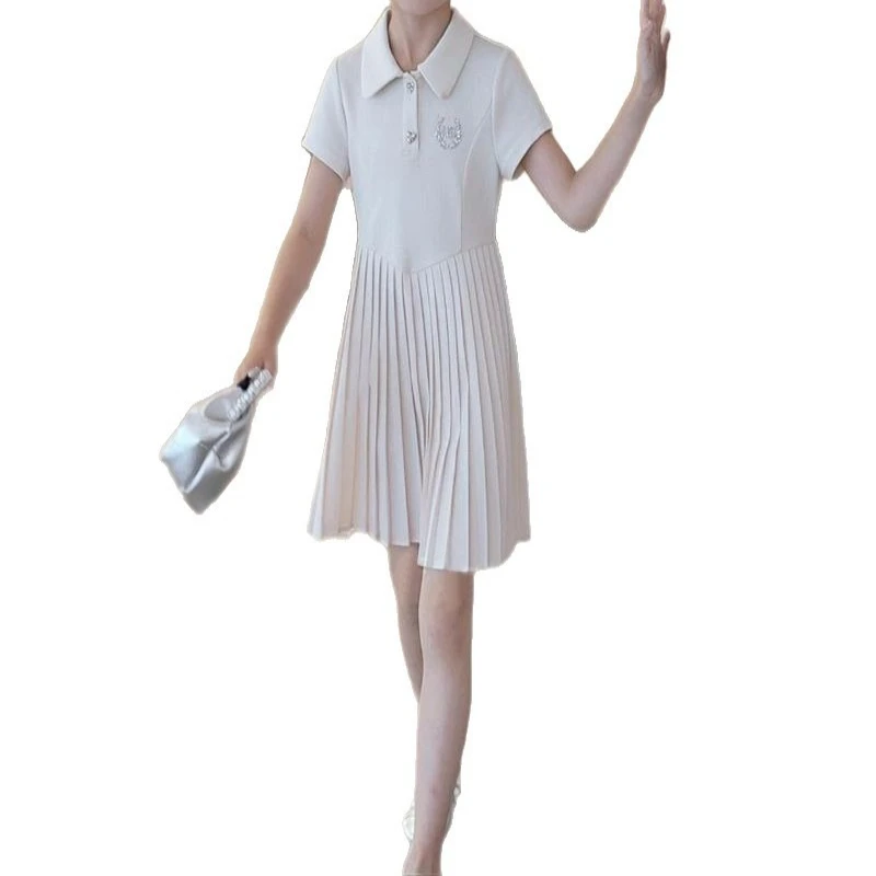 

Girls' Preppy Style Summer Dress 2026 New, Casual Gown for Big Kids Breathable Daily Wear