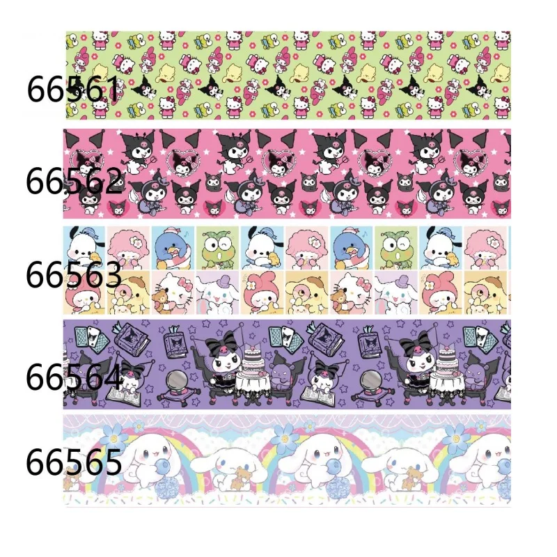 10yards Sanrio Friends Ribbons Printed Cartoon Grosgrain Ribbon for Hairbows Sewing Accessories DIY Gift Handmade Material