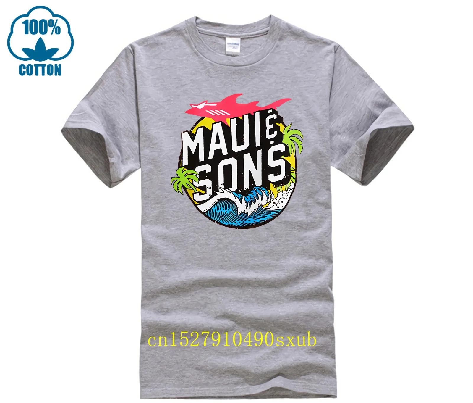 Maui And Sons 2023 Shark Logo T Shirt For Men Limitied Edition Unisex Brand T-shirt Cotton Amazing Short Sleeve Tops