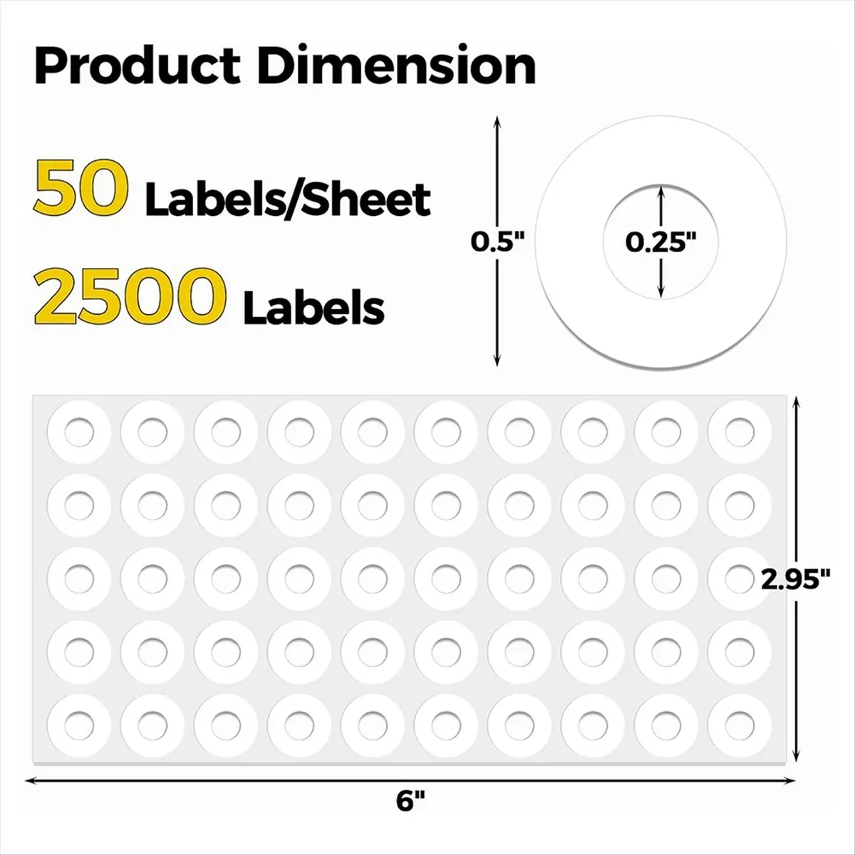 MALL 2500 Pcs Hole Reinforcement Stickers - 1/4inch Diameter Binder Hole Protectors, Self-Adhesive Paper Hole Reinforcements