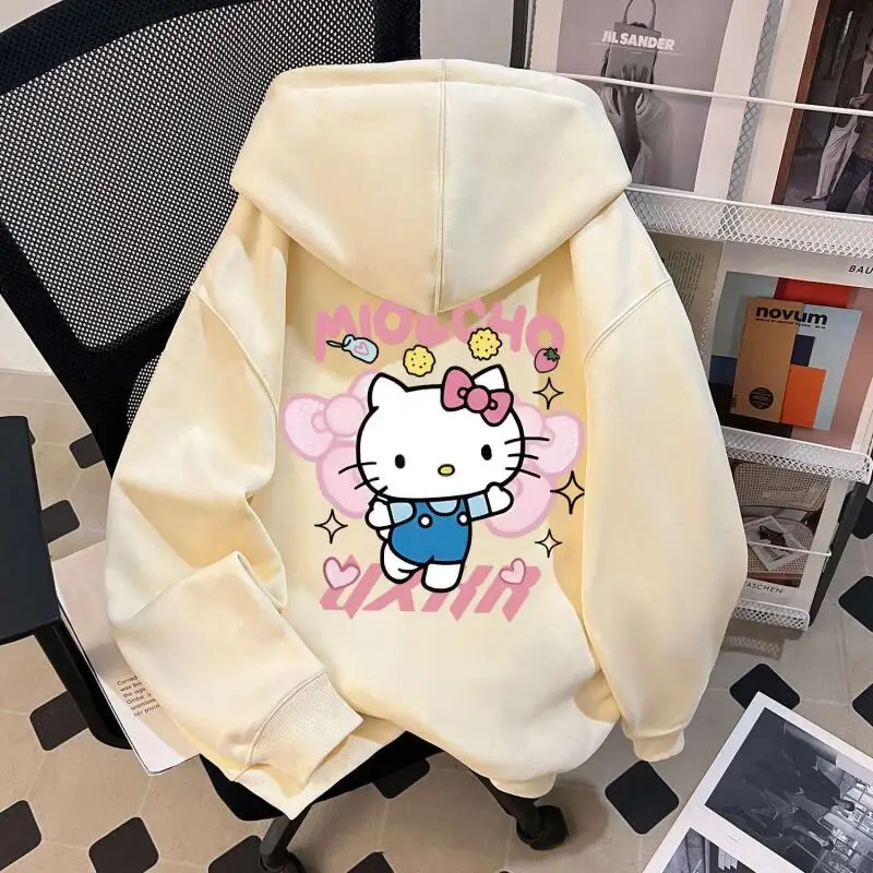 

Sanrio Hello Kitty Women's Zip Up Hooded Sweatshirt New Print Cartoon Fashionable Versatile Autumn Winter Casual Daily Wear Top