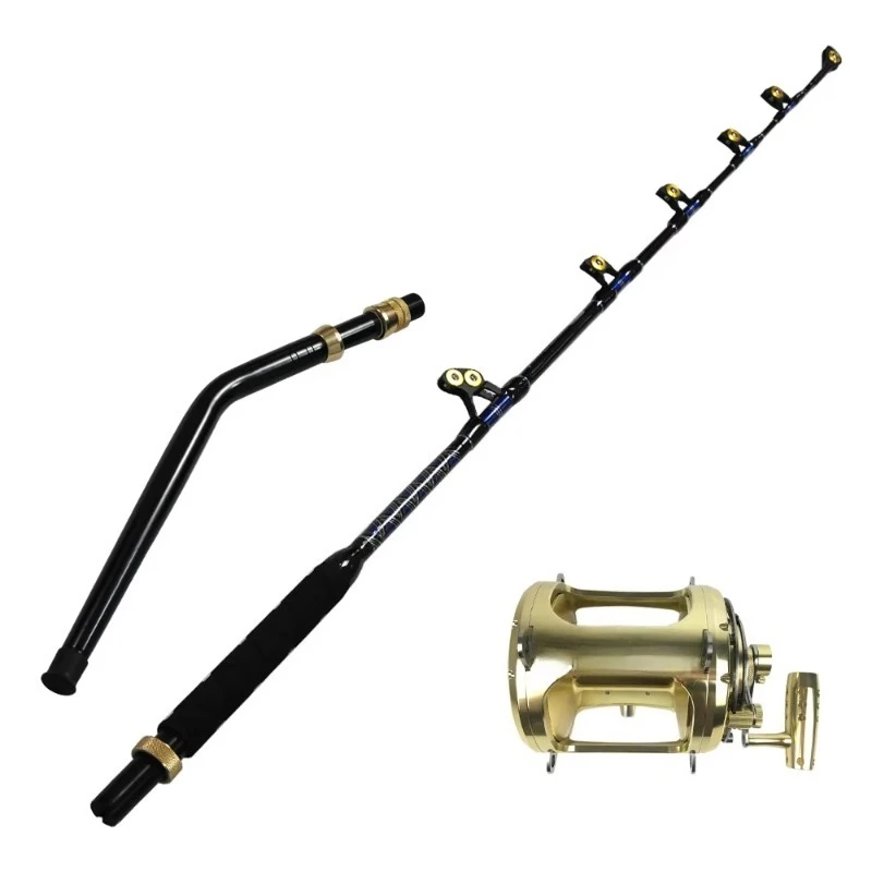 Big Game Saltwater Trolling Fishing Rods And 80w Reels Combo Heavy Duty Reels Sea Trolling Deep Sea Tuna Fishing Rod Reel Co