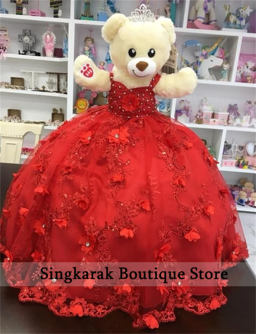 Special Link For Personalized Quinceanera Teddy Bear Dress Applique Beads Crystals Red Dress Customized  Bear Not Included