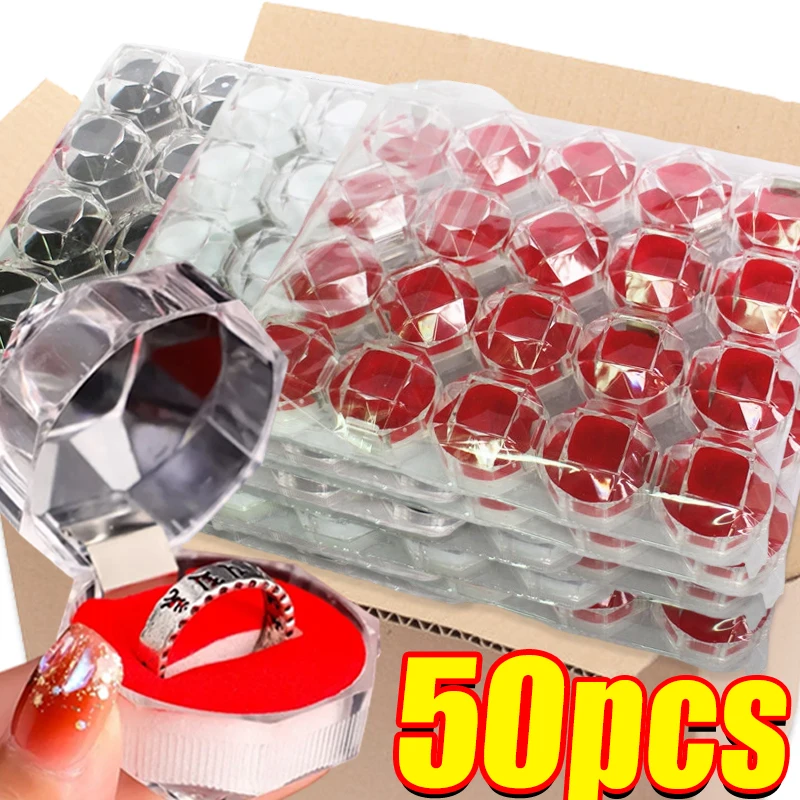 

1-50pcs New Acrylic Ring Boxs Transparent Crystal Boxs Earring Ring Storage Box Jewelry Packaging Jewelry Display Box