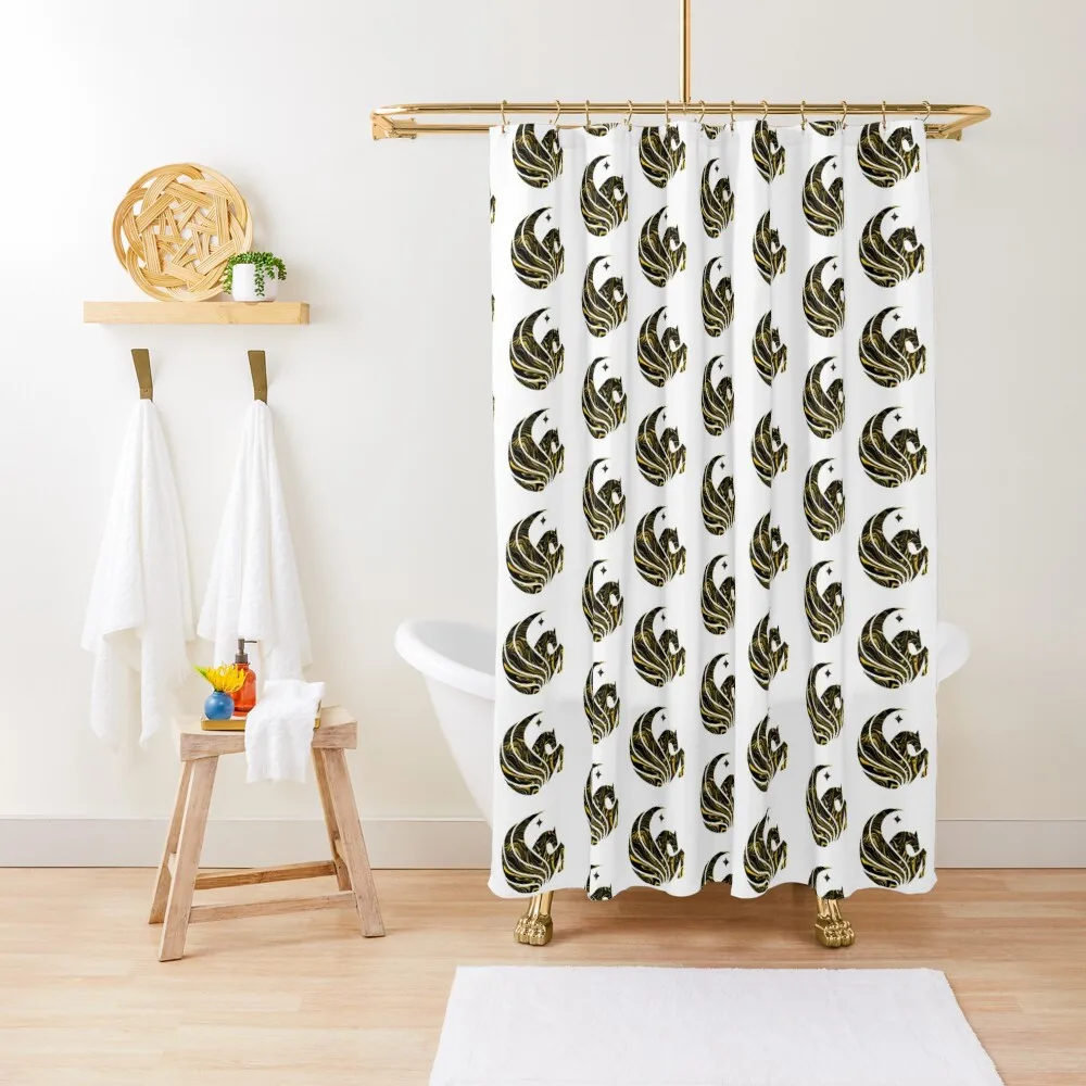 

UCF Marble black and gold pegasus Shower Curtain For Bathrooms Shower Bathroom Waterproof Shower And Anti-Mold Curtain