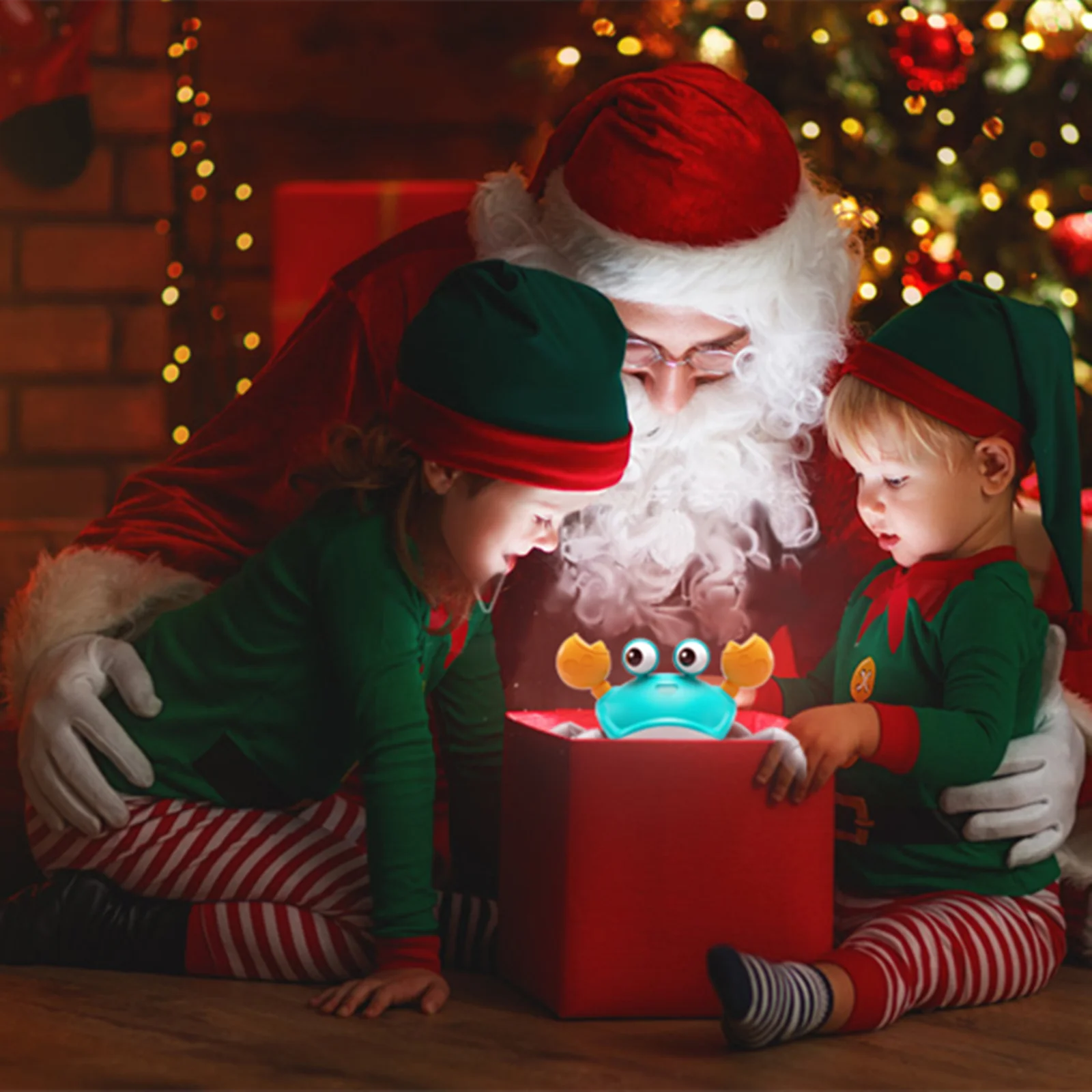 ของเล่นปูคลาน RUNJIAER สำหรับเด็กวัยเตาะแตะ ของขวัญวันเกิด มีไฟ LED และเสียงเพลง ควบคุมความเร็วได้ ช่วยให้เด็กทารกเรียนรู้การคลานด้วยเสียง