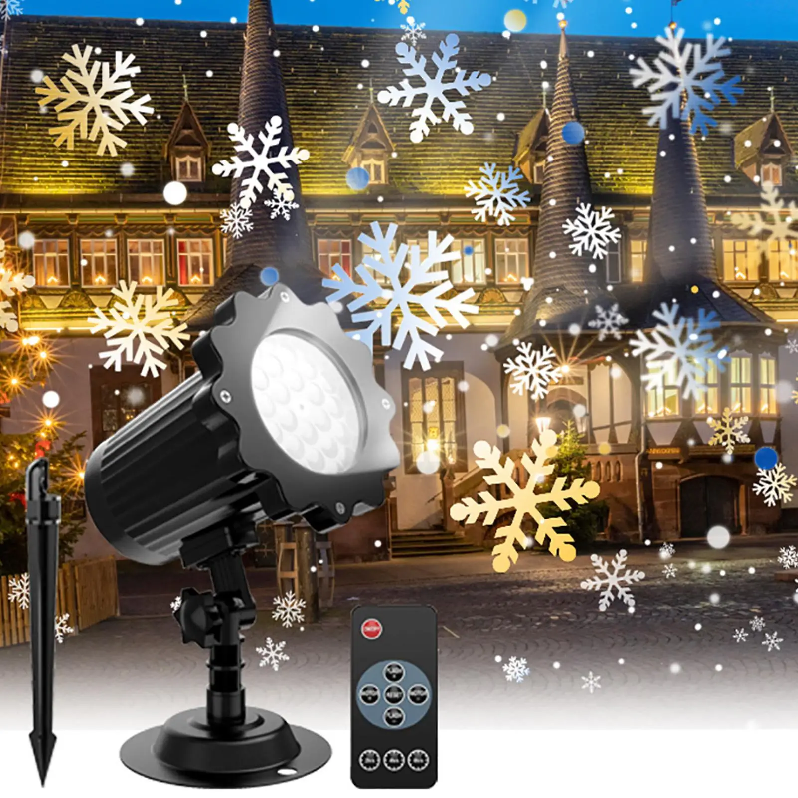 Snowfall LED Light Projector Christmas Laser Projector Light Outdoor White Snowflake Landscape Spotlight for Patio Garden Decor
