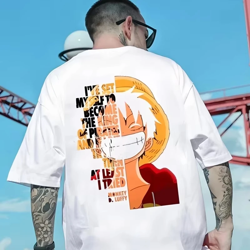 Anime streetwear marca de uma peça camisetas masculinas verão y2k roupas femininas oversized manga curta camiseta casual algodão topos unisex