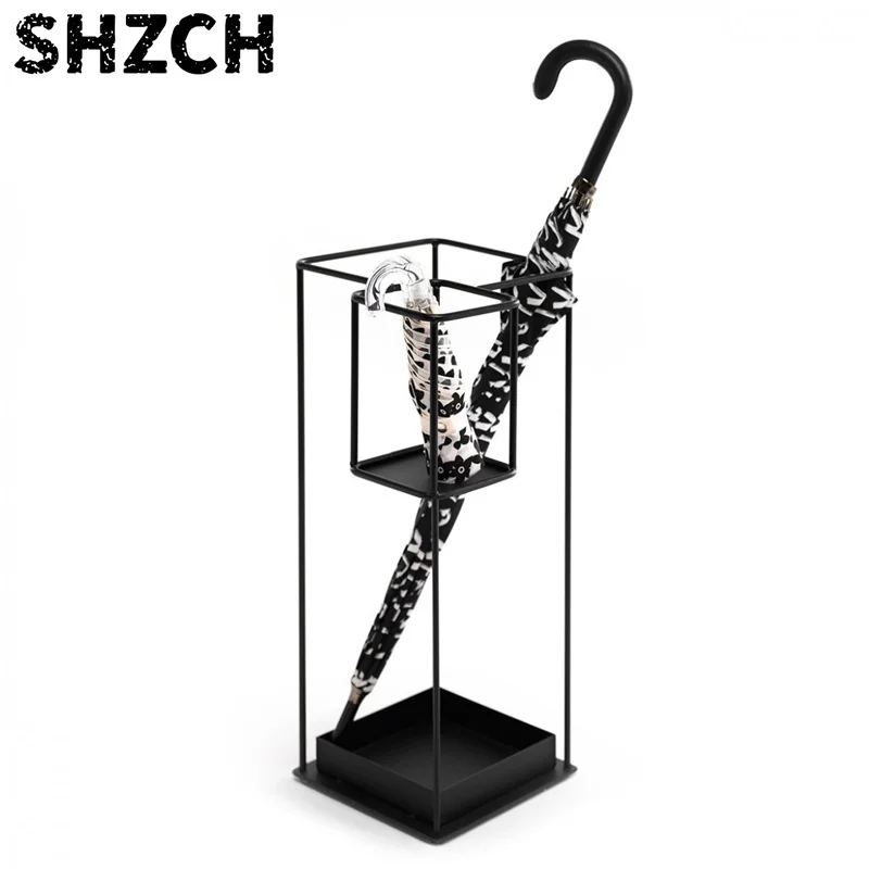 Iron Floor-Standing Umbrella Holder Creative Home Umbrella Rack Modern Lobby Storage Bin Space-Saving Umbrella Organizer