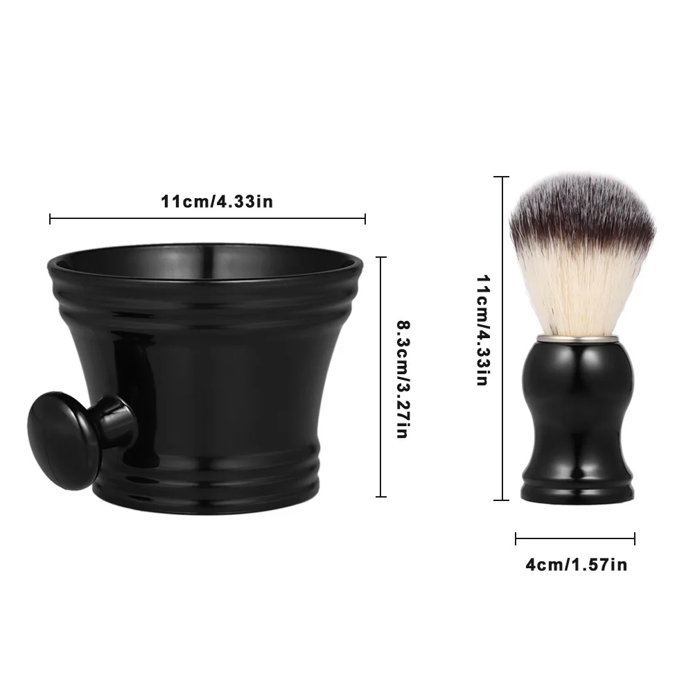 Kit de escova de barbear profissional para homens, escova com saboneteira, copo de espuma plástica + escova de cerdas