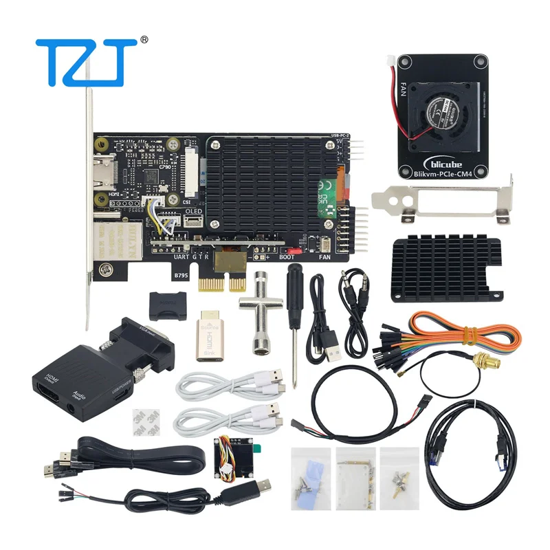 

TZT Blikvm PCIe Add-in Card with Cooling Fan and OLED Display BLIKVM PCIe Card Version