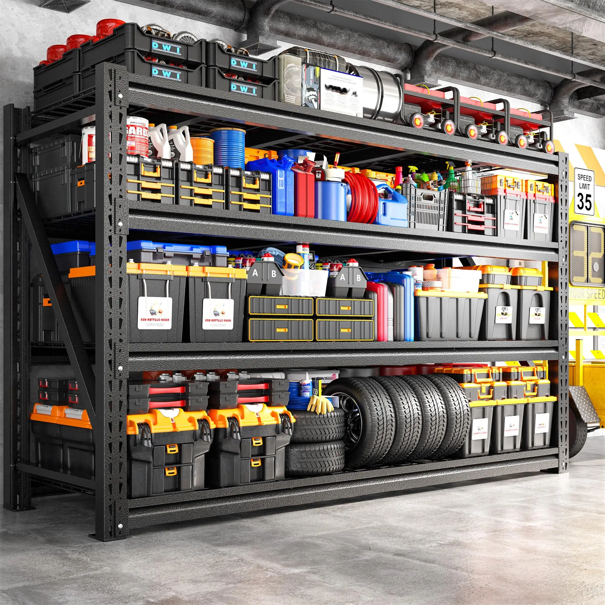 5088LBS Garage Shelving, 4-Tier Wire Rack Storage Shelves, 68.3