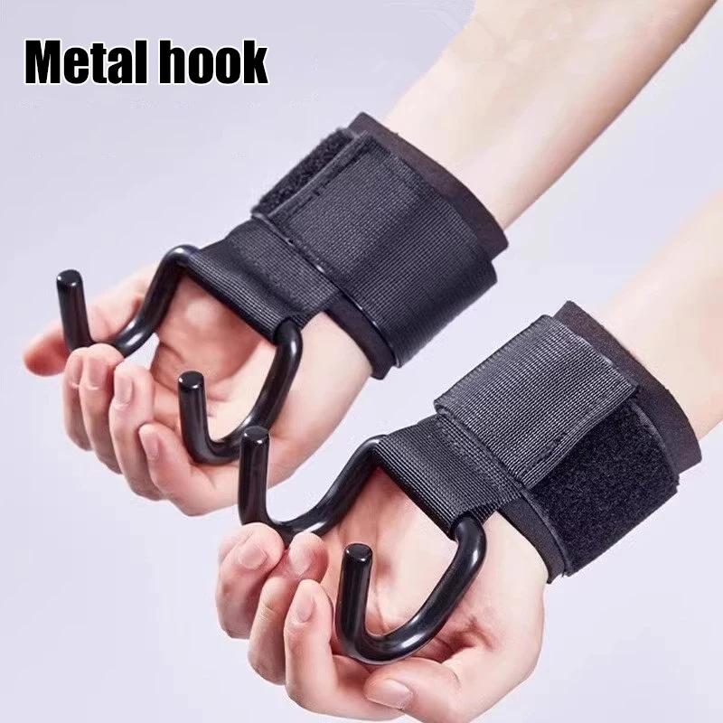 New 2pcs Weight Lifting Hooks Hand-Bar Wrist Straps Gym Fitness Hook Weight Strap Pull-Ups Power Lifting Gloves Weight Training
