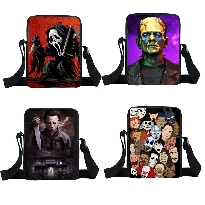 Classic Horror Movie Jason Vichorhees / Mael Myers / Chucky Doll Messenger Bags Ladies Handbag Canvas Crossbody Bag Gift