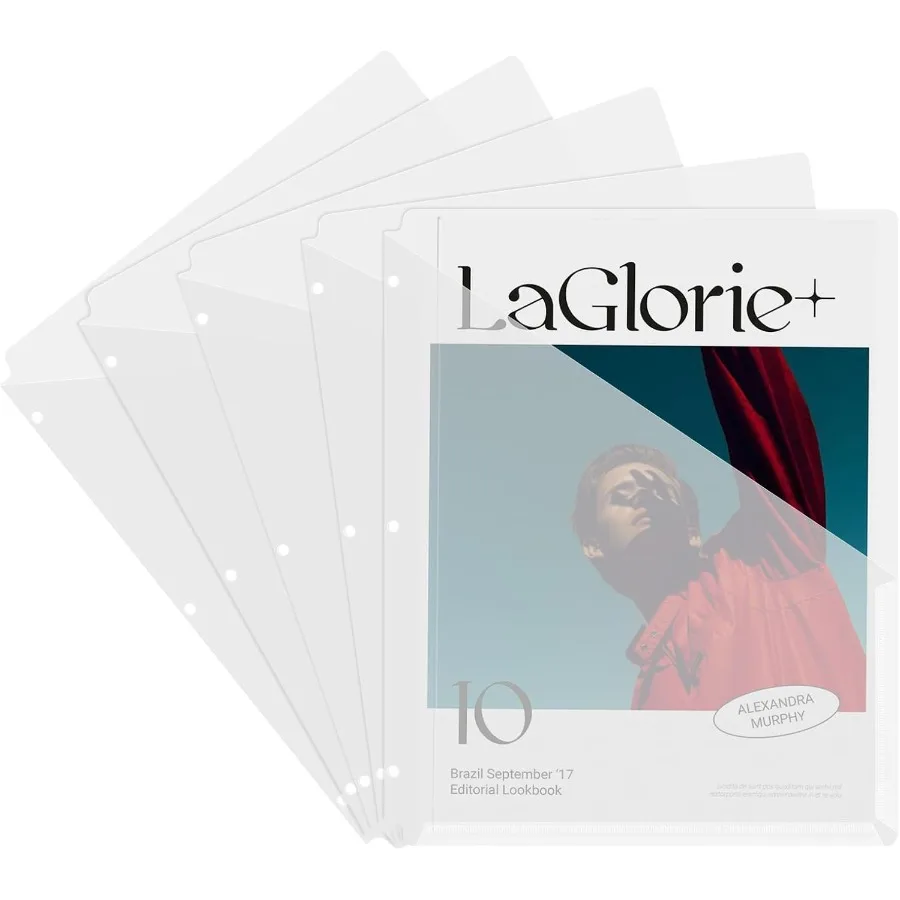 

20 Pack Binder Dividers with Pots Letter Size Clear Slash File Jat 3 Hole Puh Plastic Document Folders for Office Home School T