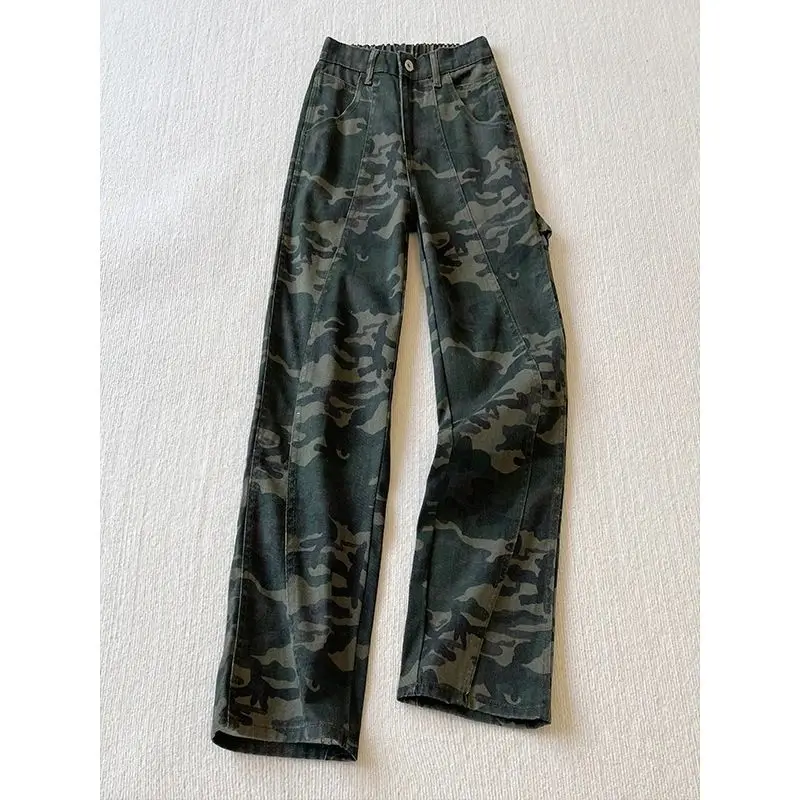

Американские ретро-джинсы с камуфляжным принтом, прямые, мужские, летние, в стиле CleanFit, рабочая одежда, утягивающие, широкие брюки, молодежные, повседневные, джинсовые