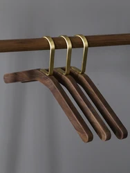 High-end Wooden Hangers for Sleeping Clothes, Seamless, Black Walnut Wood, Brass, Rooms, Hotels, 1Pc