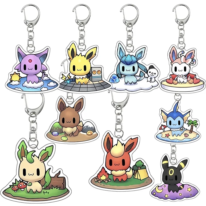 

Креативный Кемпинг Espeon Umbreon Vaporeon Flareon Sylveon аниме мультфильм акриловый брелок аксессуары автомобильный кулон Шарм подарки игрушки
