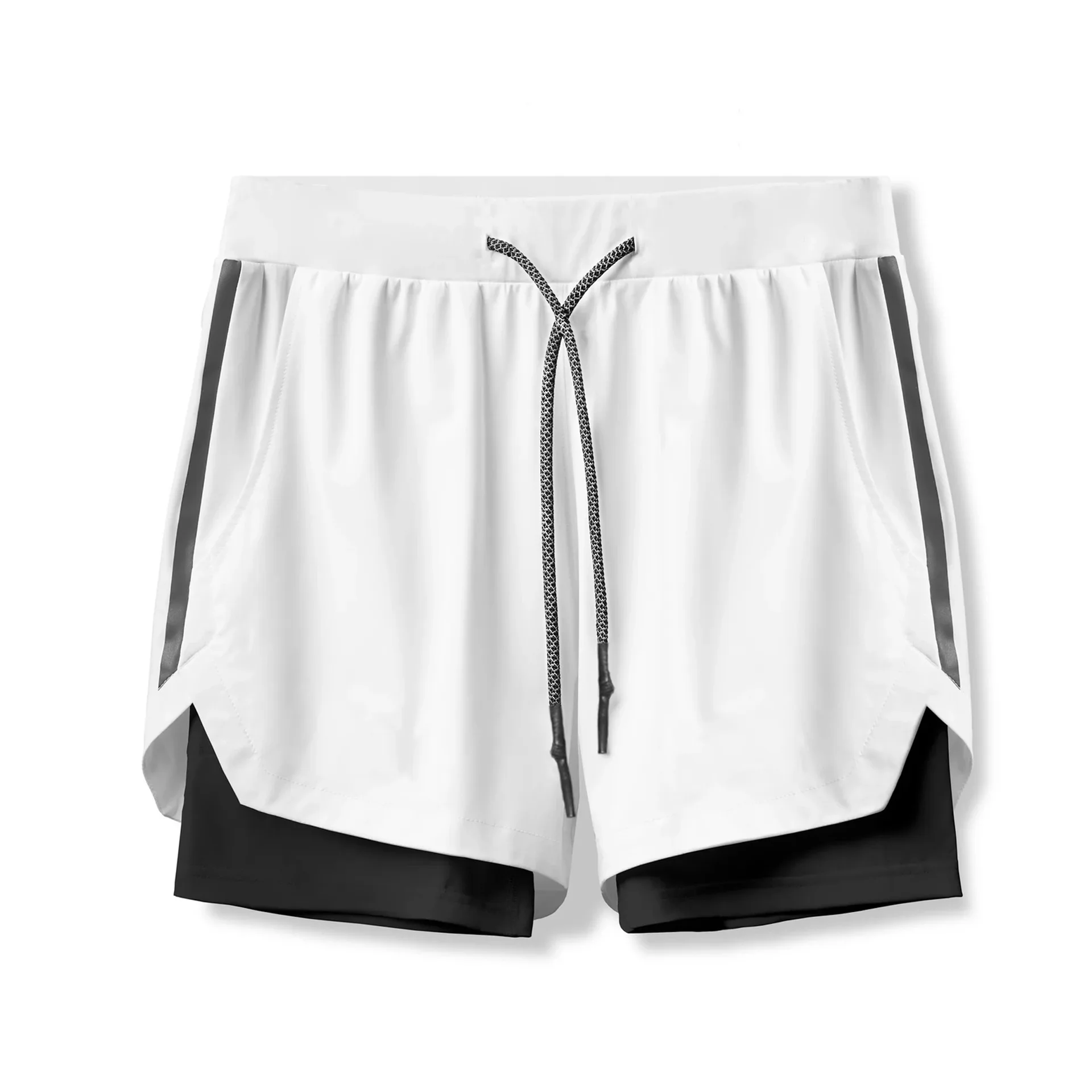 Pantalones cortos de doble capa para hombre, Shorts de cinco puntos tejidos para correr, baloncesto, camuflaje, a la moda, novedad