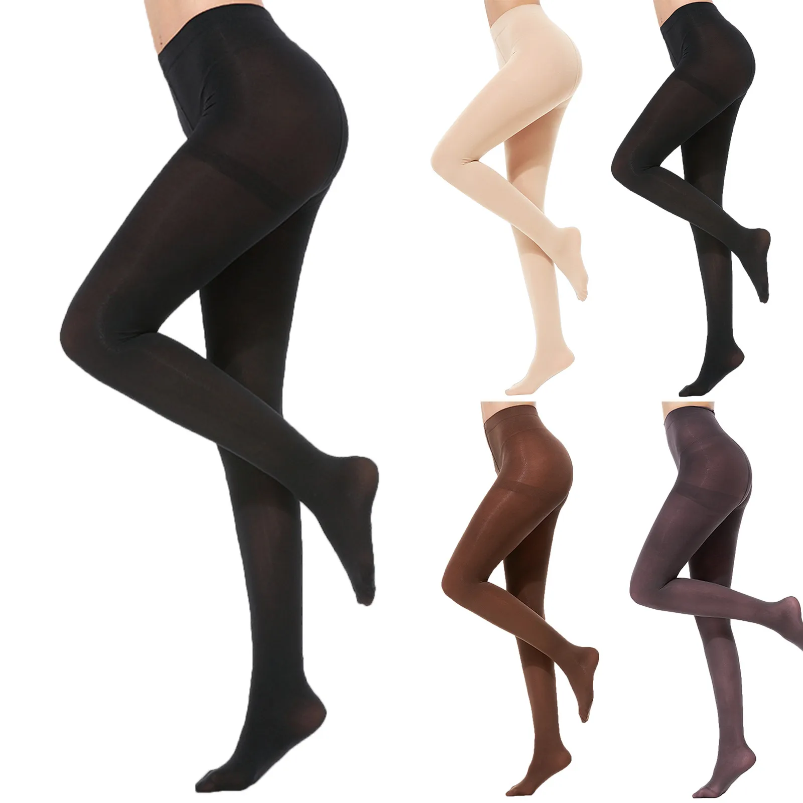 Semi Opaque Footed Tights for Women Solid Colored High Elastic Run Resistant Control Top Soft Pantyhose Tights Stockings