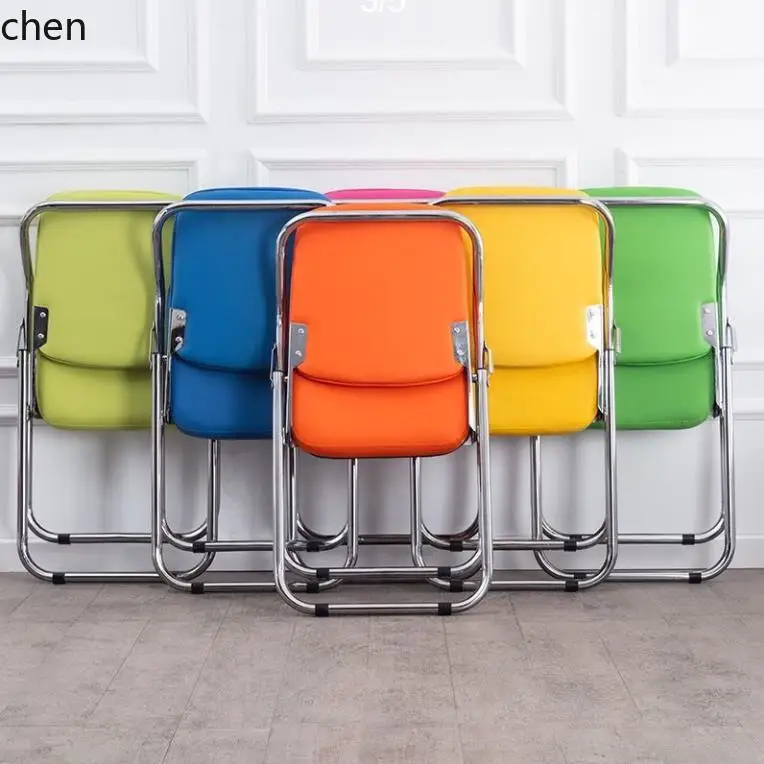 Hxl foldable dining chair backrest chair simple conference stool portable
