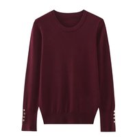 TRAF Women 2024 Winter New Fashion Casual Multi-color Knitted Pullover Chic Round Neck All-match Button Long Sleeve Sweater Muje