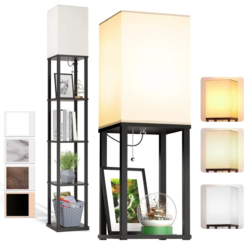 Floor Lamp with Shelves, 5-Tier Modern Shelf Floor Lamp with 3CCT LED Bulb, Display Floor Lamps with Shelves for Living Room