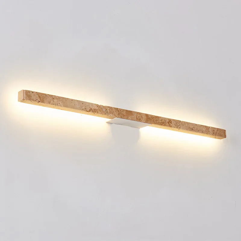 

Long Strip Natural Stone Wall Lamp modern Bedroom Living Room Decoration Corridor Wall Sconce Yellow Travertine Lighting Fixture