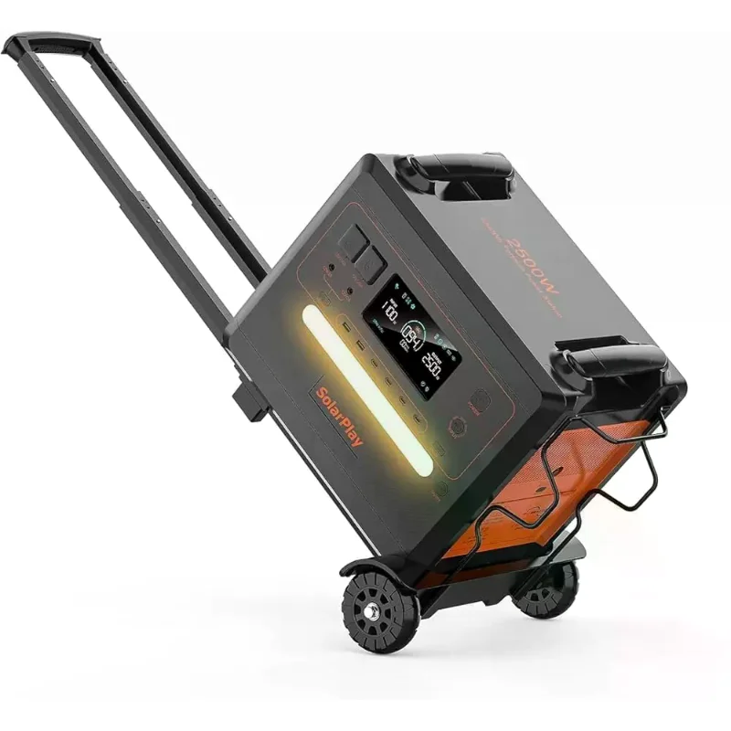 SolarPlay Powerstation mit Solarpanel, 2304 Wh LiFePO4 Batterie-Backup mit 2500W AC-Ausgängen (5000W Spitzenleistung), Powerstation für Camping, Wohnmobil, Off-Grid