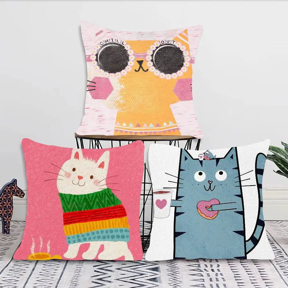 Leopard Rabbit Bear Tiger Mouse Rainbow Funny Pillow Case Fashion Square Pillowcase Bedroom Sofa Room Ins Decoration Leisure