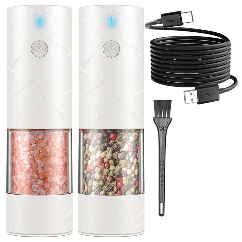 

Electric Salt And Pepper Grinder Set USB Rechargeable, Adjustable Coarseness Automatic Salt Pepper Mill Grinder