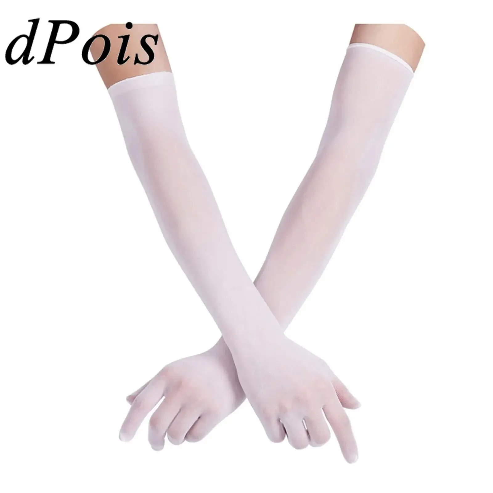 

1 Pair Women Mesh See Through Sheer Gloves Stretchy Full Finger Long Gloves Mittens for Sun Protection Costumes Acceaaories