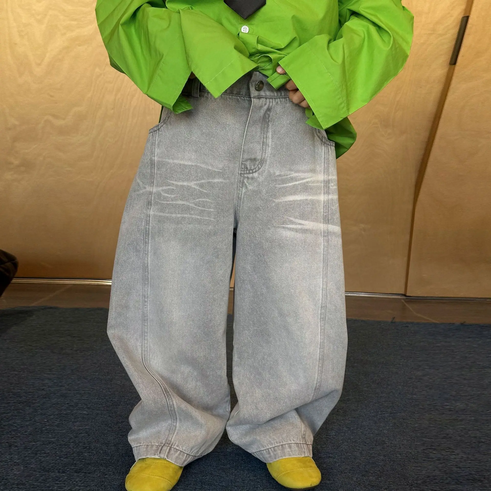 

Children Clothes Boys Jeans American Retro Style Wide-leg Long Pants Spring Autumn 2026 New Loose Straight Vintage Denim Pants