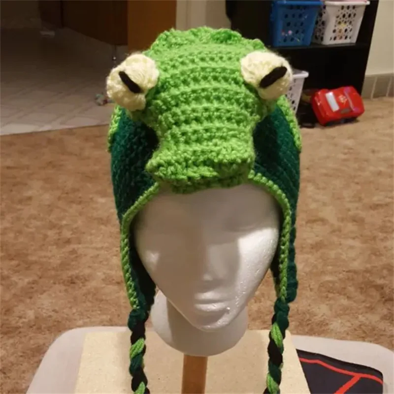 

Funny personality interesting, small dinosaur style, pure hand-knitted pullover hat, cross-border sales of wool hat