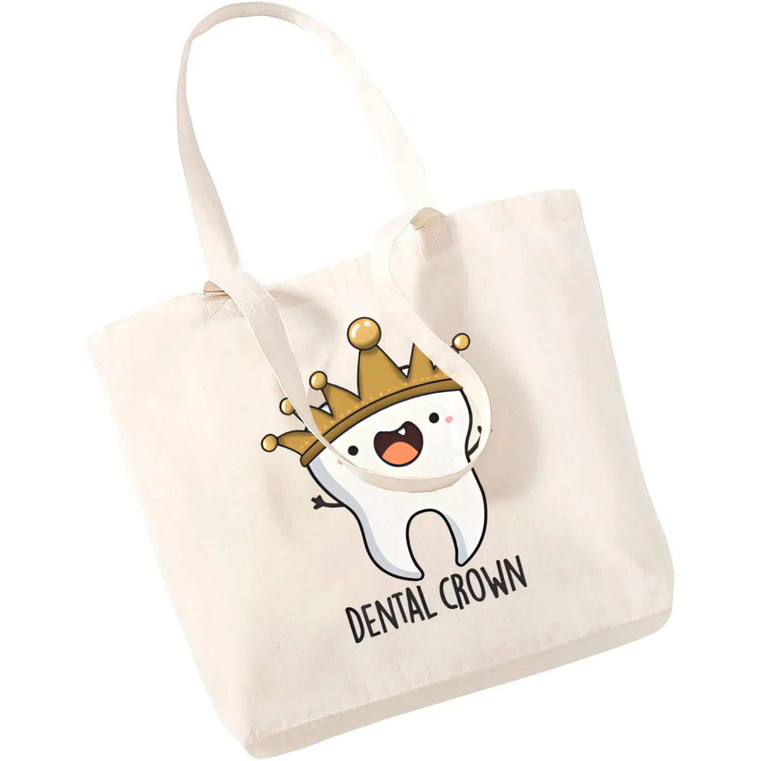 Aesthetic Funny Tooth Dentist Kawaii Shoulder Bag Art Canvas Bag Totes Simple Print Shopping Bags Girls Life Casual Pacakge